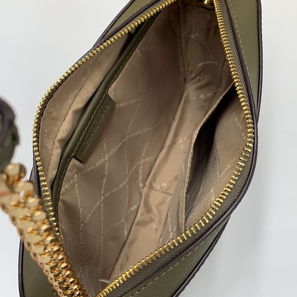 MICHAEL KORS OLIVE COLOR 
Jet Set Large Saffiano Leather Crossbody Bag - Picture 10 of 14